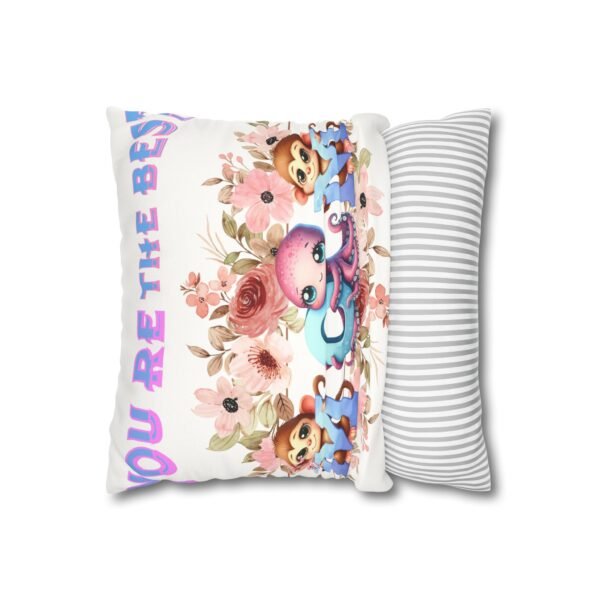 Colorful Mom' Pillowcase, Decorative Cushion Cover, Fun Mom's Room Decor, Cute Gift for Kids, Floral Animal Throw Pillow