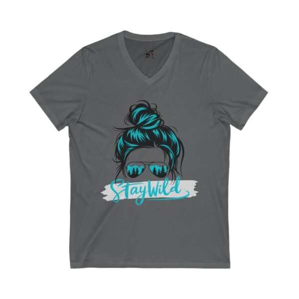 Stay Wild Exclusive Women V-Neck Tee, Summer Fun Shirt, Casual Wear, Graphic Tee, Gift for Adventurers, Festival Outfit