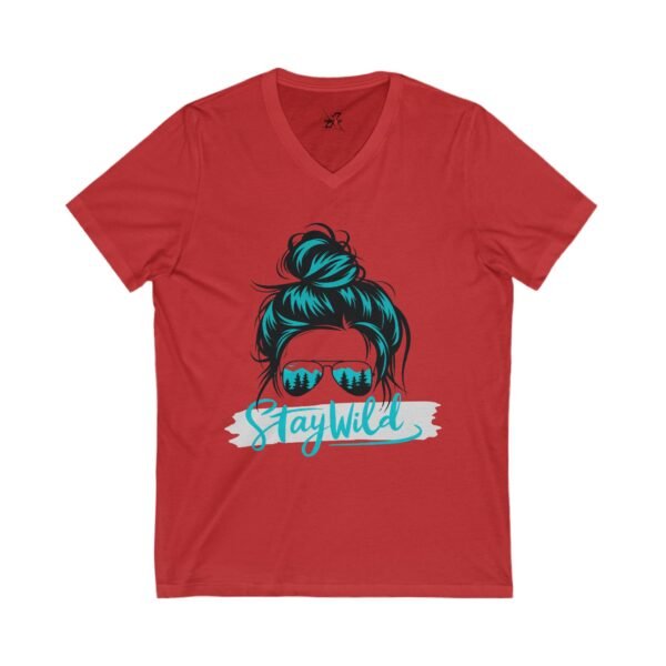 Stay Wild Exclusive Women V-Neck Tee, Summer Fun Shirt, Casual Wear, Graphic Tee, Gift for Adventurers, Festival Outfit