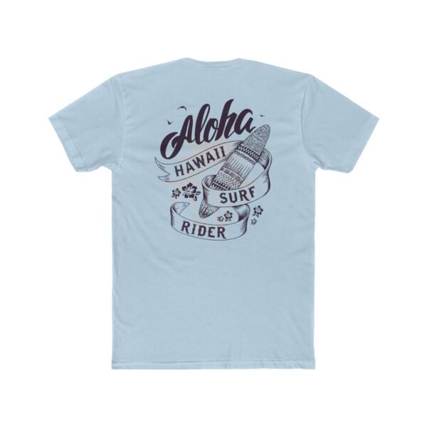 Aloha Hawaii Surf Rider Unisex Cotton T-shirt with design on the back, Beachwear, Summer Fashion, Vacation T-Shirt, Surfing Gift