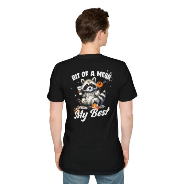 Bit of a Mess Raccoon, T-Shirt for Animal Lovers, Funny T-Shirt, Halloween Apparel, Gift for Friends, Unisex Softstyle Tee