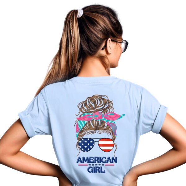 Patriotic American, Girl T-Shirt, Women Tee, Summer Style, Independence Day Shirt, Gift for Her, Casual Wear, Festival Top