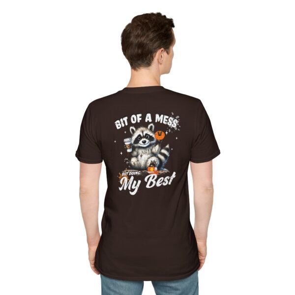 Bit of a Mess Raccoon, T-Shirt for Animal Lovers, Funny T-Shirt, Halloween Apparel, Gift for Friends, Unisex Softstyle Tee