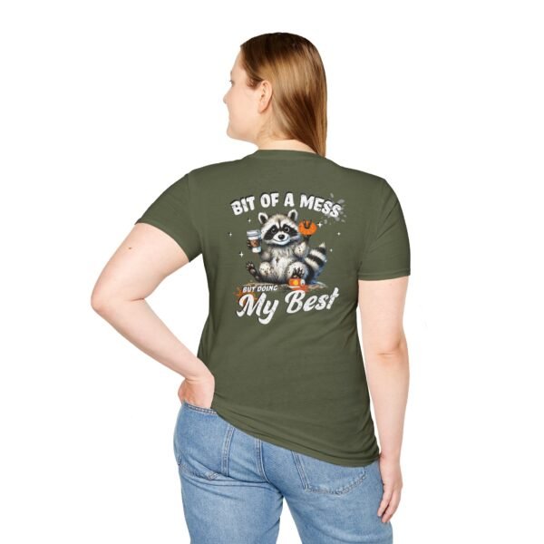 Bit of a Mess Raccoon, T-Shirt for Animal Lovers, Funny T-Shirt, Halloween Apparel, Gift for Friends, Unisex Softstyle Tee