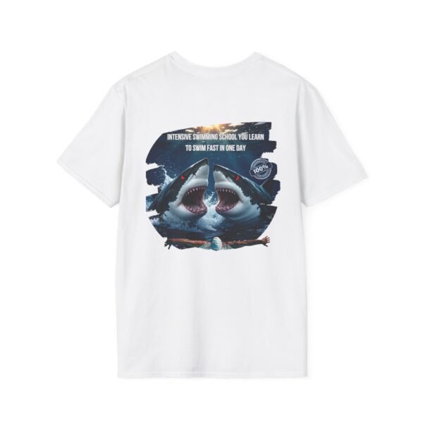 Shark Swim School T-Shirt, Fun For Gift,  Summer Beachwear, Funny Ocean Lover Tee, Unisex Softstyle Apparel
