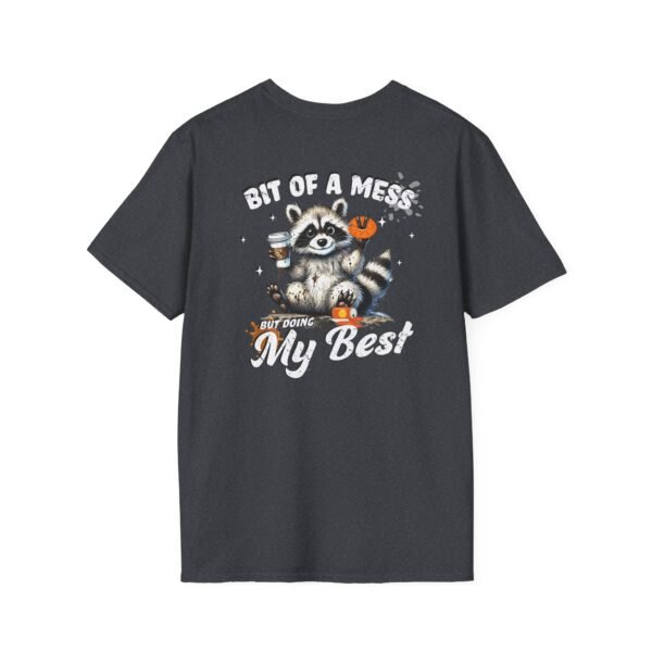 Bit of a Mess Raccoon, T-Shirt for Animal Lovers, Funny T-Shirt, Halloween Apparel, Gift for Friends, Unisex Softstyle Tee