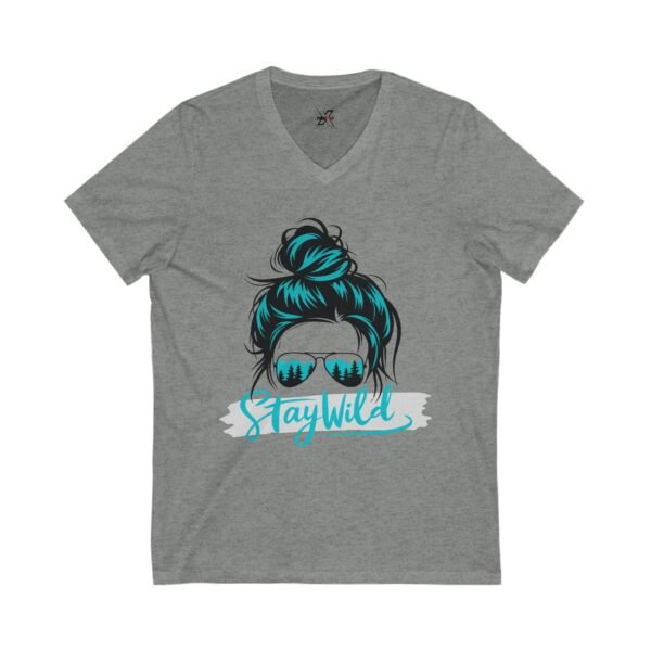 Stay Wild Exclusive Women V-Neck Tee, Summer Fun Shirt, Casual Wear, Graphic Tee, Gift for Adventurers, Festival Outfit