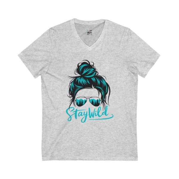 Stay Wild Exclusive Women V-Neck Tee, Summer Fun Shirt, Casual Wear, Graphic Tee, Gift for Adventurers, Festival Outfit
