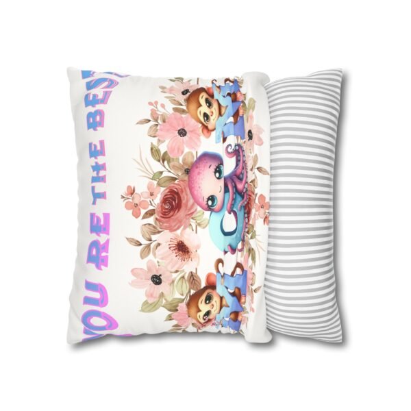 Colorful Mom' Pillowcase, Decorative Cushion Cover, Fun Mom's Room Decor, Cute Gift for Kids, Floral Animal Throw Pillow