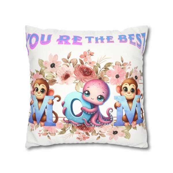 Colorful Mom' Pillowcase, Decorative Cushion Cover, Fun Mom's Room Decor, Cute Gift for Kids, Floral Animal Throw Pillow