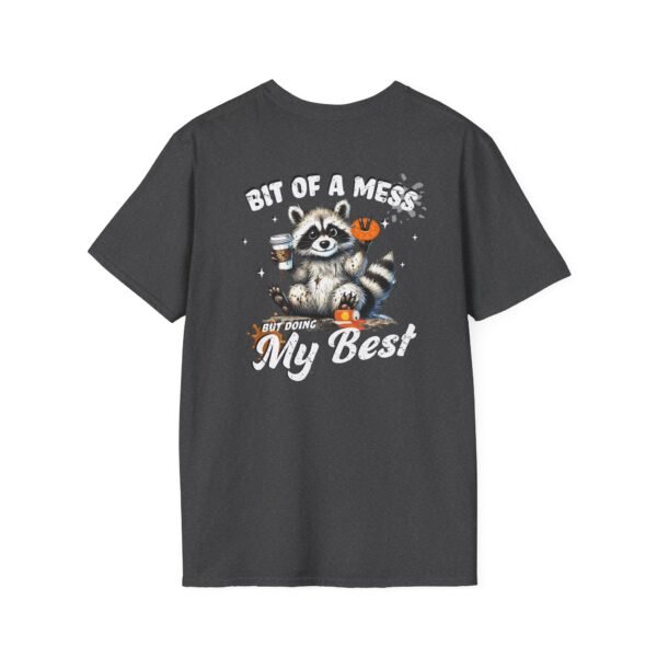 Bit of a Mess Raccoon, T-Shirt for Animal Lovers, Funny T-Shirt, Halloween Apparel, Gift for Friends, Unisex Softstyle Tee