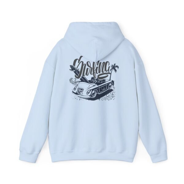 Surfing Graphic Hoodie, Unisex Heavy Blend Sweatshirt, Summer Beachwear, Gift for Surfers, Casual Streetwear, Perfect for Vacations