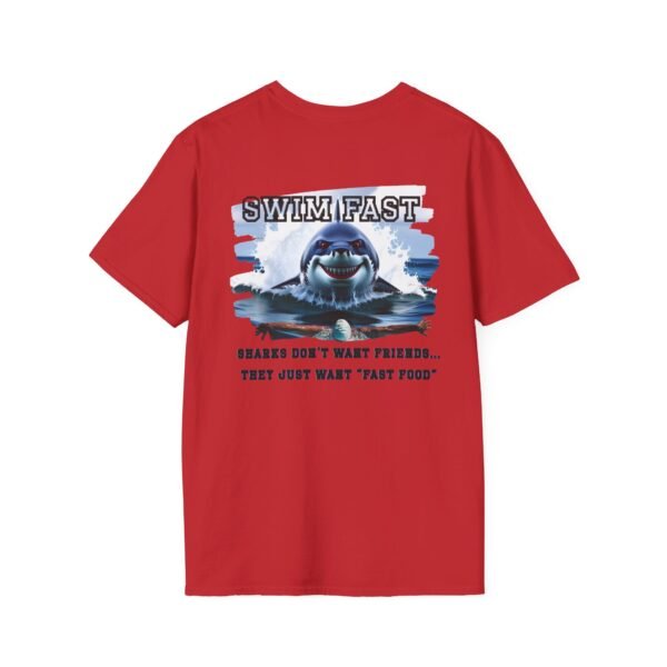 Funny Swim Fast T-Shirt, Unisex Humor, Tee for Ocean Lovers, Beachwear, Gift for Swimmers, Casual Summer Outfit, Shark Theme Shirt