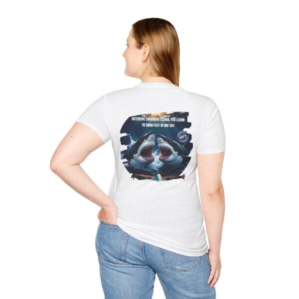 Shark Swim School T-Shirt, Fun For Gift,  Summer Beachwear, Funny Ocean Lover Tee, Unisex Softstyle Apparel