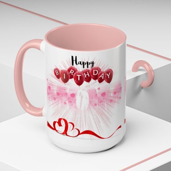 Birthday Celebration Coffee Mug, Fun Pink and Red Design, Gift for Birthdays, Party Decor, Birthday Mug