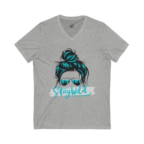 Stay Wild Exclusive Women V-Neck Tee, Summer Fun Shirt, Casual Wear, Graphic Tee, Gift for Adventurers, Festival Outfit