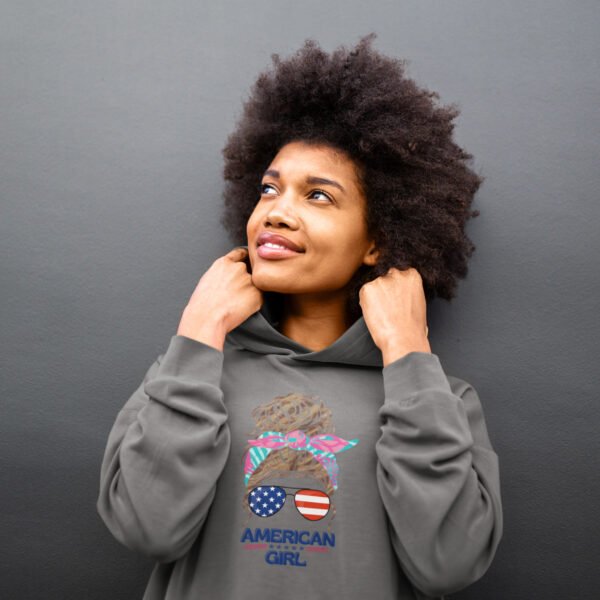 American Girl Women Hooded Long Sleeve Tee, Stylish Pullover for Summer Days, Perfect for Independence Day, Casual Wear, Trendy Gift American Girl Women Hooded Long Sleeve Tee, Stylish Pullover for Summer Days, Perfect for Independence Day, Casual Wear, Trendy Gift