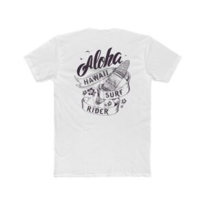 Aloha Hawaii Surf Rider Unisex Cotton T-shirt with design on the back, Beachwear, Summer Fashion, Vacation T-Shirt, Surfing Gift