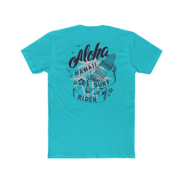 Aloha Hawaii Surf Rider Unisex Cotton T-shirt with design on the back, Beachwear, Summer Fashion, Vacation T-Shirt, Surfing Gift