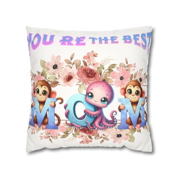 Colorful Mom' Pillowcase, Decorative Cushion Cover, Fun Mom's Room Decor, Cute Gift for Kids, Floral Animal Throw Pillow