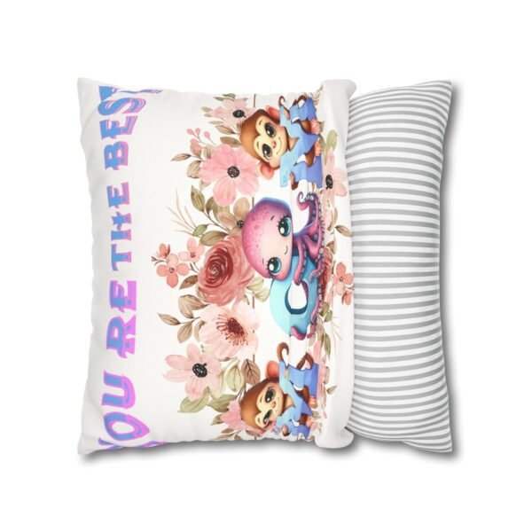 Colorful Mom' Pillowcase, Decorative Cushion Cover, Fun Mom's Room Decor, Cute Gift for Kids, Floral Animal Throw Pillow