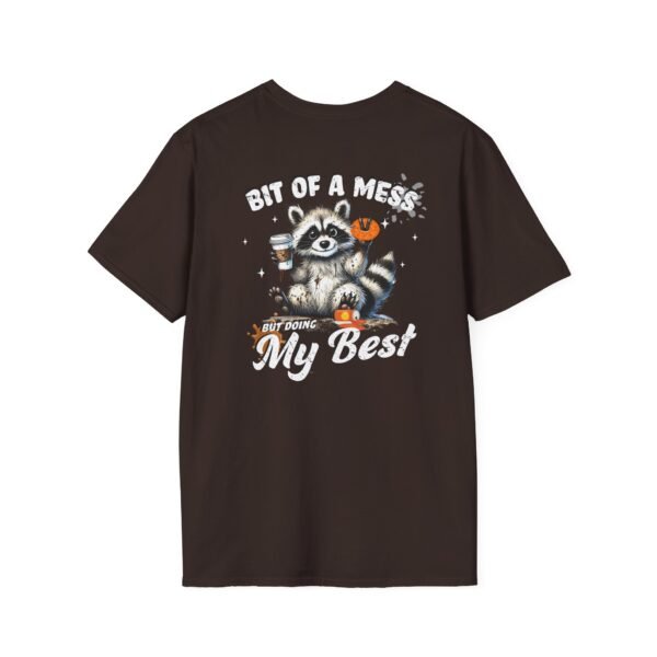Bit of a Mess Raccoon, T-Shirt for Animal Lovers, Funny T-Shirt, Halloween Apparel, Gift for Friends, Unisex Softstyle Tee