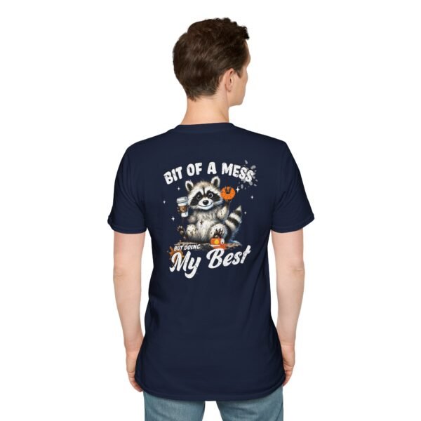 Bit of a Mess Raccoon, T-Shirt for Animal Lovers, Funny T-Shirt, Halloween Apparel, Gift for Friends, Unisex Softstyle Tee
