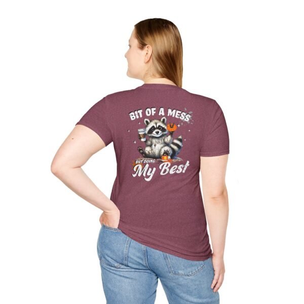 Bit of a Mess Raccoon, T-Shirt for Animal Lovers, Funny T-Shirt, Halloween Apparel, Gift for Friends, Unisex Softstyle Tee