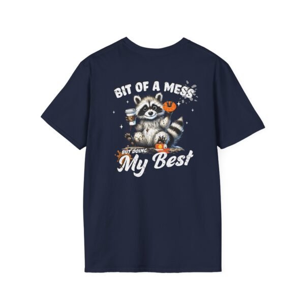 Bit of a Mess Raccoon, T-Shirt for Animal Lovers, Funny T-Shirt, Halloween Apparel, Gift for Friends, Unisex Softstyle Tee