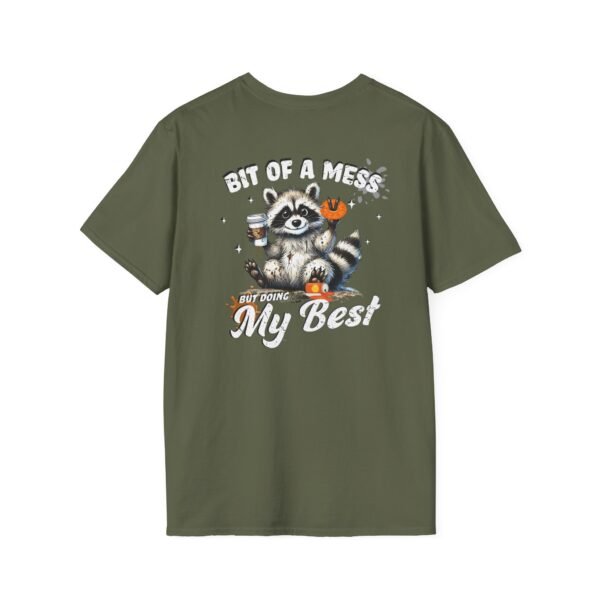 Bit of a Mess Raccoon, T-Shirt for Animal Lovers, Funny T-Shirt, Halloween Apparel, Gift for Friends, Unisex Softstyle Tee