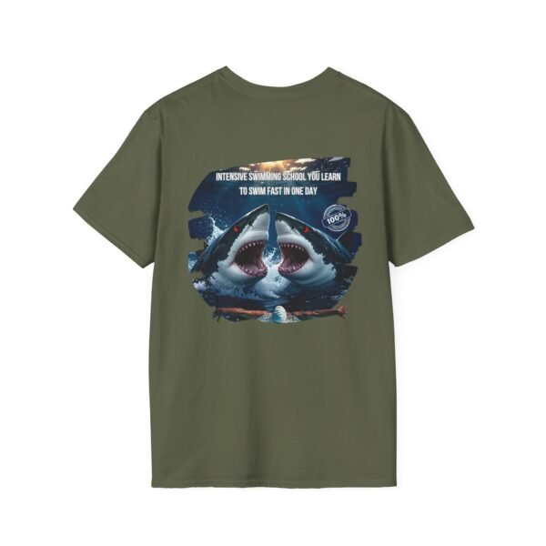 Shark Swim School T-Shirt, Fun For Gift,  Summer Beachwear, Funny Ocean Lover Tee, Unisex Softstyle Apparel