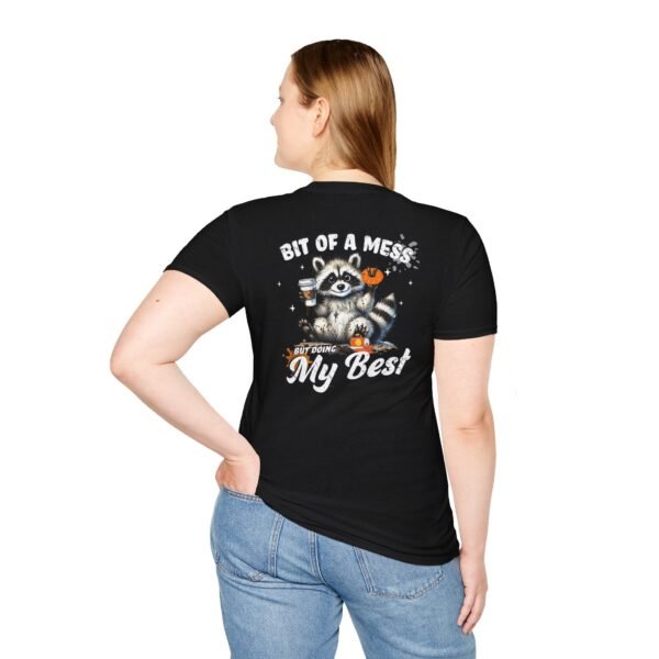 Bit of a Mess Raccoon, T-Shirt for Animal Lovers, Funny T-Shirt, Halloween Apparel, Gift for Friends, Unisex Softstyle Tee