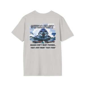 Funny Swim Fast T-Shirt, Unisex Humor, Tee for Ocean Lovers, Beachwear, Gift for Swimmers, Casual Summer Outfit, Shark Theme Shirt