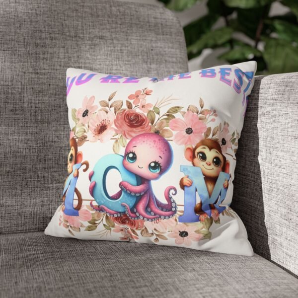 Colorful Mom' Pillowcase, Decorative Cushion Cover, Fun Mom's Room Decor, Cute Gift for Kids, Floral Animal Throw Pillow