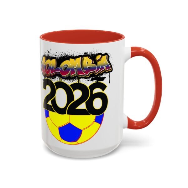 Colombia 2026 Accent Coffee Mug, Fun Soccer Cup, Perfect for Fans, Gift for Soccer Lovers, Sporty Drinkware, Coffee Lovers Gift