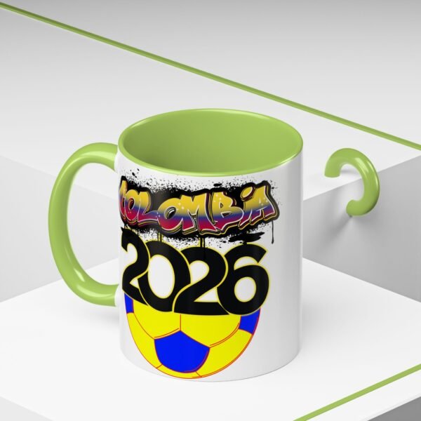 Colombia 2026 Accent Coffee Mug, Fun Soccer Cup, Perfect for Fans, Gift for Soccer Lovers, Sporty Drinkware, Coffee Lovers Gift