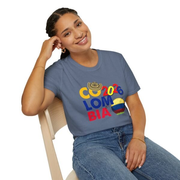 10377906765572878195_2048.jpeg Colombia National Pride T-Shirt, Unisex Softstyle Tee, Travel Souvenir Shirt, Festival Apparel, Colombian Celebration Shirt