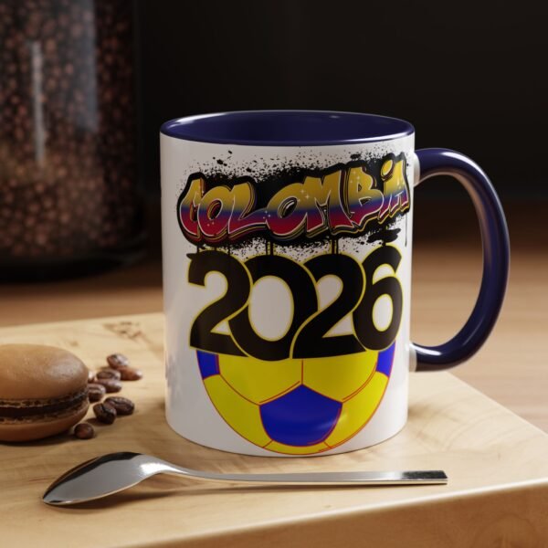 Colombia 2026 Accent Coffee Mug, Fun Soccer Cup, Perfect for Fans, Gift for Soccer Lovers, Sporty Drinkware, Coffee Lovers Gift