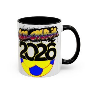Colombia 2026 Accent Coffee Mug, Fun Soccer Cup, Perfect for Fans, Gift for Soccer Lovers, Sporty Drinkware, Coffee Lovers Gift