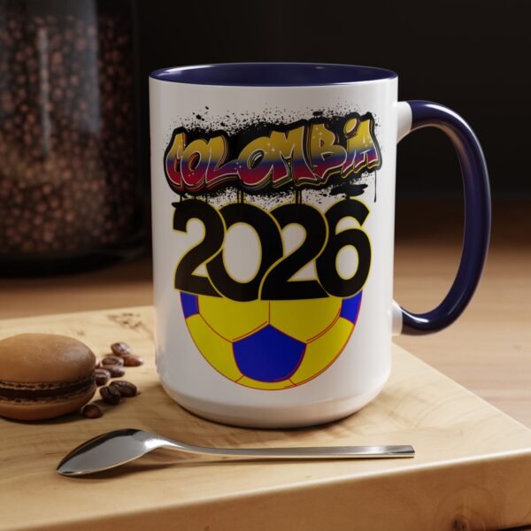 Colombia 2026 Accent Coffee Mug, Fun Soccer Cup, Perfect for Fans, Gift for Soccer Lovers, Sporty Drinkware, Coffee Lovers Gift