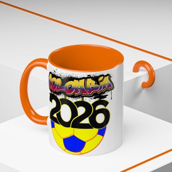 Colombia 2026 Accent Coffee Mug, Fun Soccer Cup, Perfect for Fans, Gift for Soccer Lovers, Sporty Drinkware, Coffee Lovers Gift
