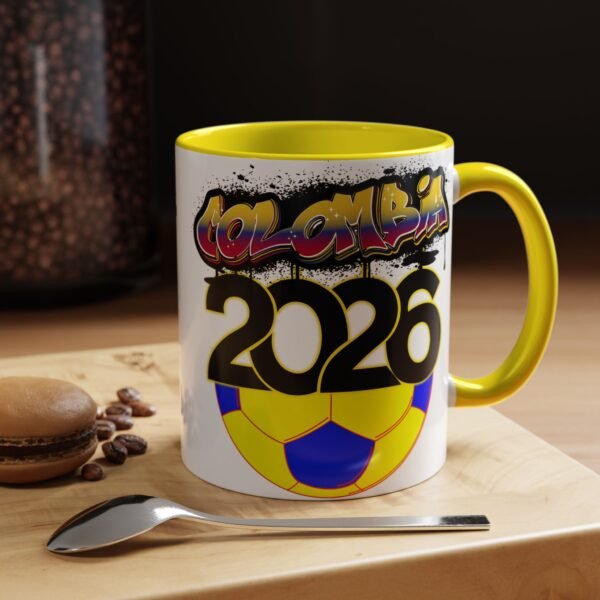 Colombia 2026 Accent Coffee Mug, Fun Soccer Cup, Perfect for Fans, Gift for Soccer Lovers, Sporty Drinkware, Coffee Lovers Gift