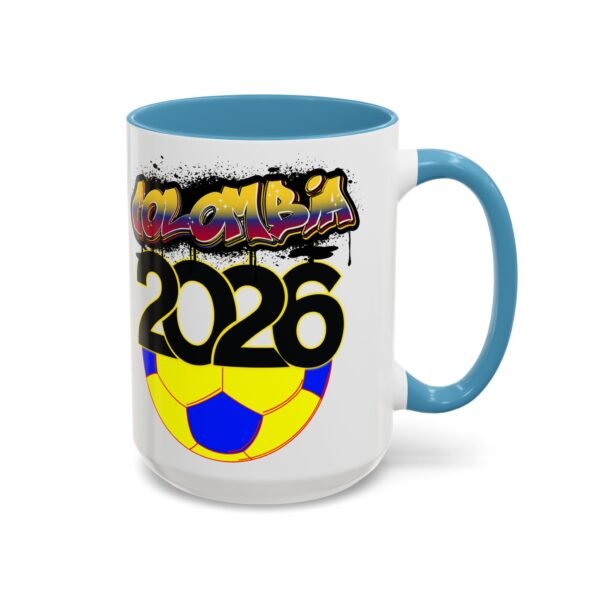 Colombia 2026 Accent Coffee Mug, Fun Soccer Cup, Perfect for Fans, Gift for Soccer Lovers, Sporty Drinkware, Coffee Lovers Gift