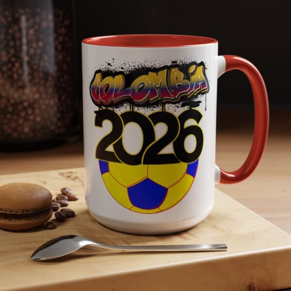 Colombia 2026 Accent Coffee Mug, Fun Soccer Cup, Perfect for Fans, Gift for Soccer Lovers, Sporty Drinkware, Coffee Lovers Gift