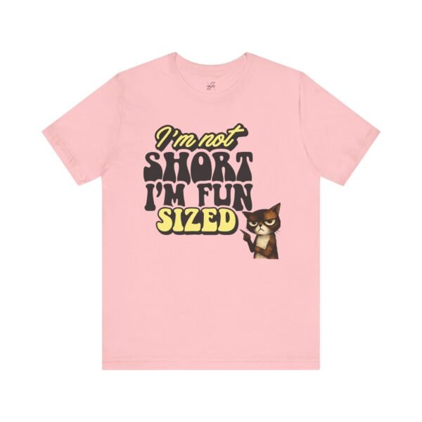 12686747080692352181_2048.jpeg Fun Sized Tee with Whimsical Cat Design, Cute Short Sleeve Shirt for Cat Lovers, Funny Gift for Birthdays, Best Friend Gift, Casual Wear