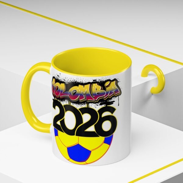 Colombia 2026 Accent Coffee Mug, Fun Soccer Cup, Perfect for Fans, Gift for Soccer Lovers, Sporty Drinkware, Coffee Lovers Gift