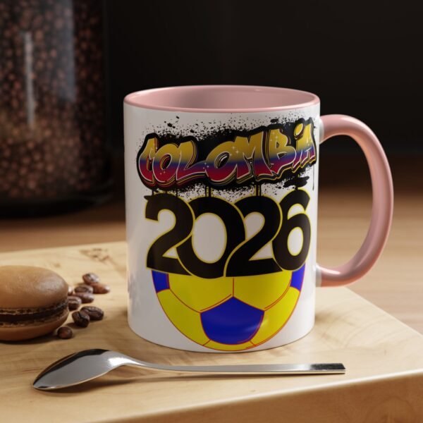 Colombia 2026 Accent Coffee Mug, Fun Soccer Cup, Perfect for Fans, Gift for Soccer Lovers, Sporty Drinkware, Coffee Lovers Gift