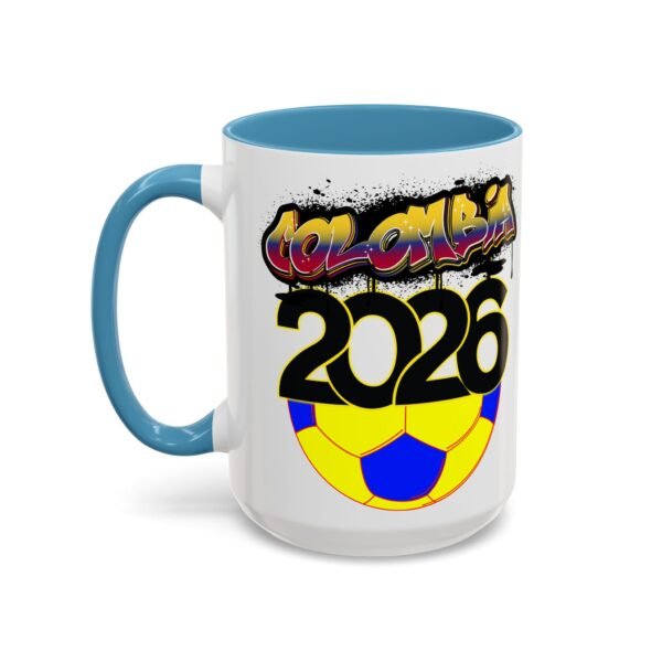Colombia 2026 Accent Coffee Mug, Fun Soccer Cup, Perfect for Fans, Gift for Soccer Lovers, Sporty Drinkware, Coffee Lovers Gift