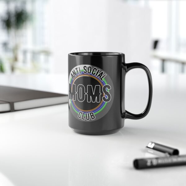 Anti Social Moms Club Mug, 15oz Black Ceramic Coffee Cup, Perfect Gift for Moms, Funny Mom Mug, Unique Mother's Day Gift, Quirky
