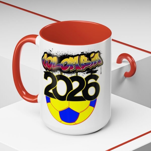 Colombia 2026 Accent Coffee Mug, Fun Soccer Cup, Perfect for Fans, Gift for Soccer Lovers, Sporty Drinkware, Coffee Lovers Gift